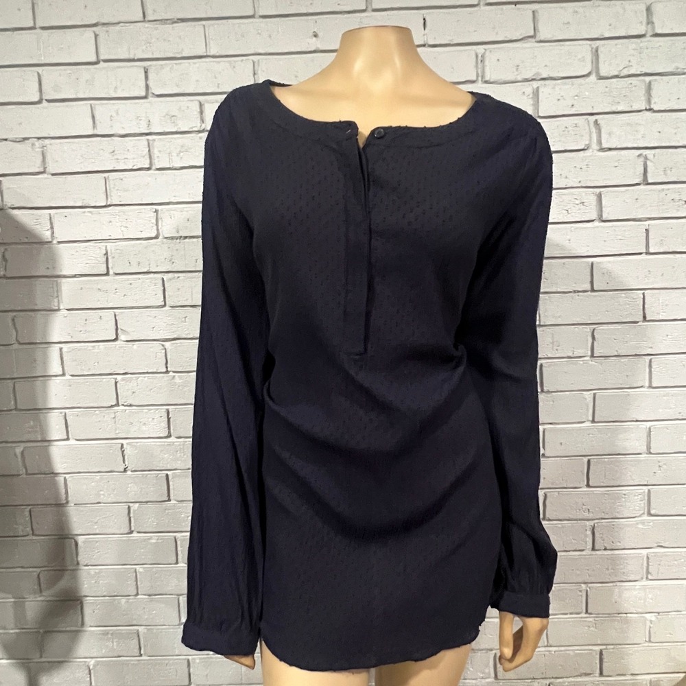 Lane Bryant Navy Swiss Dot Long Sleeve Tunic Top Boho Extended Sz 24